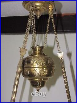 07d2 Ancien Suspension Lampe A Pétrole Verre Opalescent Loetz Kralik Art Nouveau