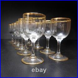 12 verres tulipes cristal dorure or transparent vintage art nouveau table N8813