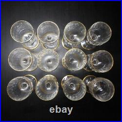 12 verres tulipes cristal dorure or transparent vintage art nouveau table N8813