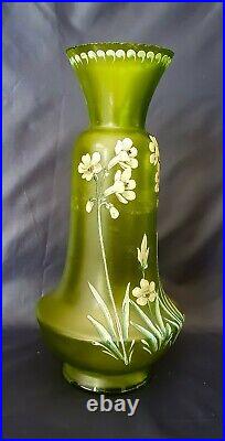 1900 Legras Vase Art Nouveau en Verre à décor de bleuets émaillée