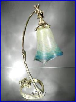 1910-20 Muller Frères Lampe Applique Bronze Doré Et Pte De Verre Art Nouveau