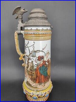 2 Pichets/chopes Art Nouveau Mettlach 1895 par Heinrich Schlitt