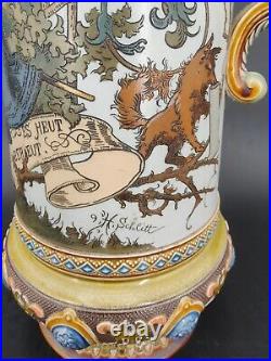 2 Pichets/chopes Art Nouveau Mettlach 1895 par Heinrich Schlitt