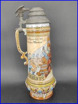 2 Pichets/chopes Art Nouveau Mettlach 1895 par Heinrich Schlitt