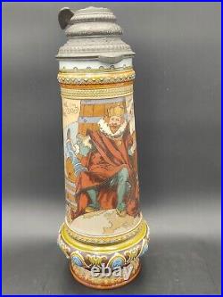 2 Pichets/chopes Art Nouveau Mettlach 1895 par Heinrich Schlitt