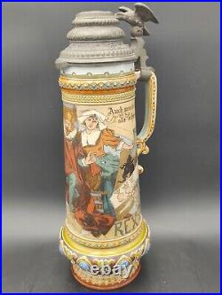 2 Pichets/chopes Art Nouveau Mettlach 1895 par Heinrich Schlitt