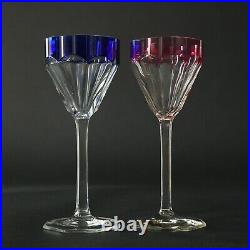 2x Theresienthal Verre à Vin Hansa Plaqué Bleu+Rouge Art Nouveau Um 1920 V. Min