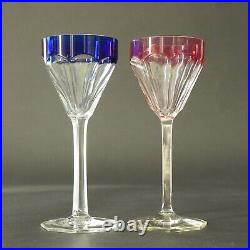 2x Theresienthal Verre à Vin Hansa Plaqué Bleu+Rouge Art Nouveau Um 1920 V. Min