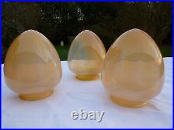 3 Globe Tulipe Centre De Lustre Lampe Obu Art Nouveau Deco Opaline Savonneuse