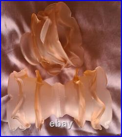3 tulipes Roses de verrier verre rose pour lampe / lustre style art nouveau