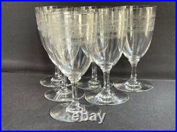 6 Verres à eau Baccarat Gondole allongée gravure athénienne Art nouveau