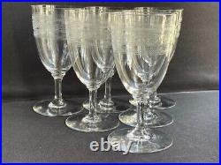 6 Verres à eau Baccarat Gondole allongée gravure athénienne Art nouveau