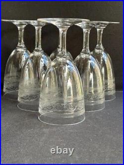 6 Verres à eau Baccarat Gondole allongée gravure athénienne Art nouveau