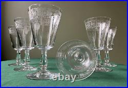 6 verres à eau cristal Baccarat Saint-Louis/Frise Fleurs Art Nouveau/H 15,5 cm