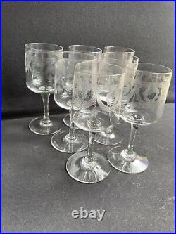 7 verres à vin ½ cristal guilloché Art nouveau