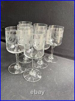 7 verres à vin ½ cristal guilloché Art nouveau