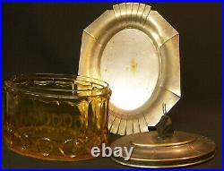 AA Superbe bonbonnière ou coffret biscuits 1900 Art nouveau 1kg27cm verre métal