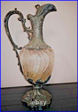 AIGUIERE En Verre VICTOR SAGLIER ART Nouveau Style Rocaille. 1900