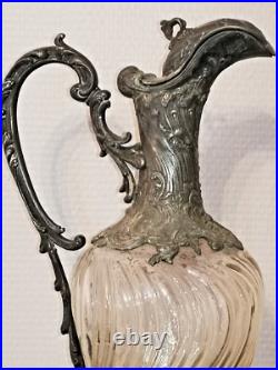 AIGUIERE En Verre VICTOR SAGLIER ART Nouveau Style Rocaille. 1900