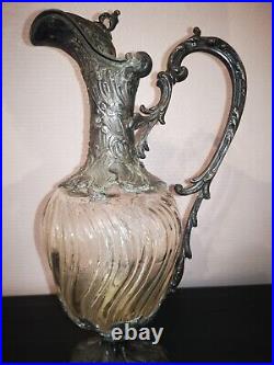 AIGUIERE En Verre VICTOR SAGLIER ART Nouveau Style Rocaille. 1900