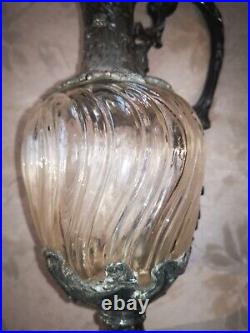 AIGUIERE En Verre VICTOR SAGLIER ART Nouveau Style Rocaille. 1900