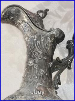 AIGUIERE En Verre VICTOR SAGLIER ART Nouveau Style Rocaille. 1900