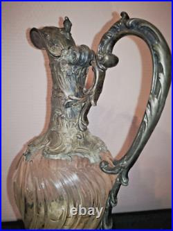 AIGUIERE En Verre VICTOR SAGLIER ART Nouveau Style Rocaille. 1900