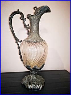 AIGUIERE En Verre VICTOR SAGLIER ART Nouveau Style Rocaille. 1900