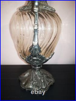 AIGUIERE En Verre VICTOR SAGLIER ART Nouveau Style Rocaille. 1900