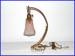 ANCIENNE LAMPE ou APPLIQUE Art Nouveau BRONZE école NANCY avec Pâte de Verre