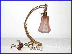 ANCIENNE LAMPE ou APPLIQUE Art Nouveau BRONZE école NANCY avec Pâte de Verre