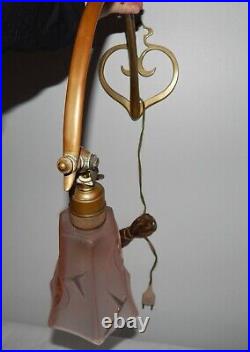 ANCIENNE LAMPE ou APPLIQUE Art Nouveau BRONZE école NANCY avec Pâte de Verre