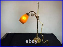 ART NOUVEAU LAMPE A POSER Col de Cygne TULIPE PATE VERRE MULLER