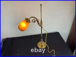 ART NOUVEAU LAMPE A POSER Col de Cygne TULIPE PATE VERRE MULLER