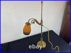 ART NOUVEAU LAMPE A POSER Col de Cygne TULIPE PATE VERRE MULLER