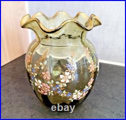 ART NOUVEAU Vase en verre coloré émaillé H 13,5 cm