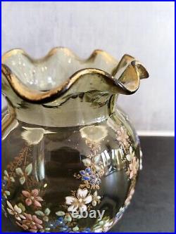 ART NOUVEAU Vase en verre coloré émaillé H 13,5 cm