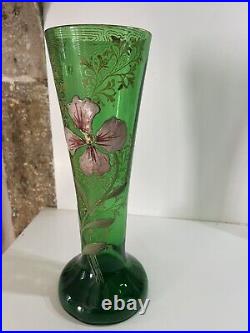 Ancien Grand Vase En Verre Émaillé Art Nouveau Style Legras Collection Deco