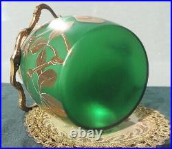 Ancien Pot A Biscuit Epoque Art Nouveau Decor Or De Trefles Sur Fond Vert