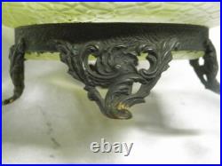Ancien Vase Coupe Verre Irise Nid Abeille Art Nouveau Style Loetz Pied Bronze Ancien Vase Coupe Verre Irise Nid Abeille Art Nouveau Style Loetz Pied Bronze