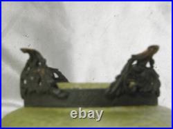 Ancien Vase Coupe Verre Irise Nid Abeille Art Nouveau Style Loetz Pied Bronze Ancien Vase Coupe Verre Irise Nid Abeille Art Nouveau Style Loetz Pied Bronze