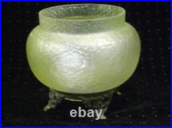 Ancien Vase Coupe Verre Irise Nid Abeille Art Nouveau Style Loetz Pied Bronze Ancien Vase Coupe Verre Irise Nid Abeille Art Nouveau Style Loetz Pied Bronze