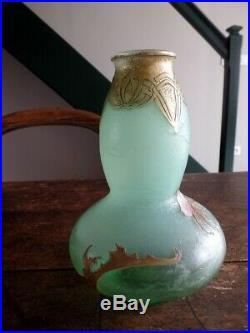 Ancien Vase Pate De Verre Degage A Lacide Signe Montjoye Mont Joye Art Nouveau
