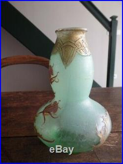 Ancien Vase Pate De Verre Degage A Lacide Signe Montjoye Mont Joye Art Nouveau