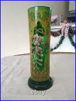 Ancien Vase Rouleau Art Nouveau Verre Émaillé Legras 1900