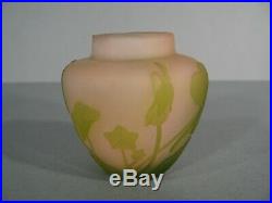 Ancien petit vase Art Nouveau décor fleurs pâte de verre signé Emile Gallé