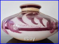 Ancien vase art nouveau signé A Delatte Nancy. Verre multicouche. Pate de verre