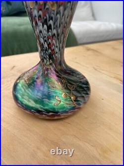 Ancien vase en verre irisé émaillé Loetz art nouveau