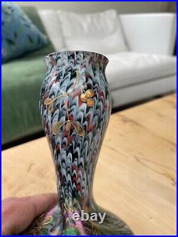 Ancien vase en verre irisé émaillé Loetz art nouveau