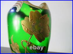 Ancien vase verre émaillé Montjoye Legras Art Nouveau